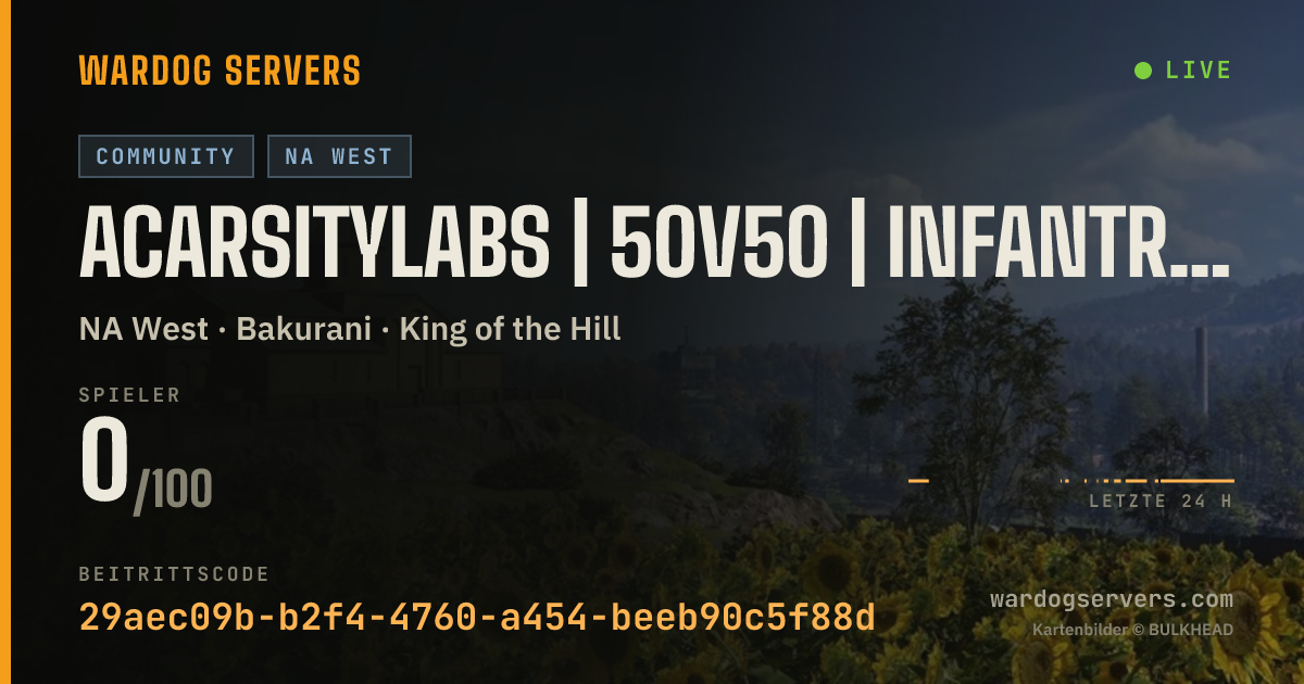 Live-Statusbanner für AcarsityLabs | 50v50 | Infantry Only |