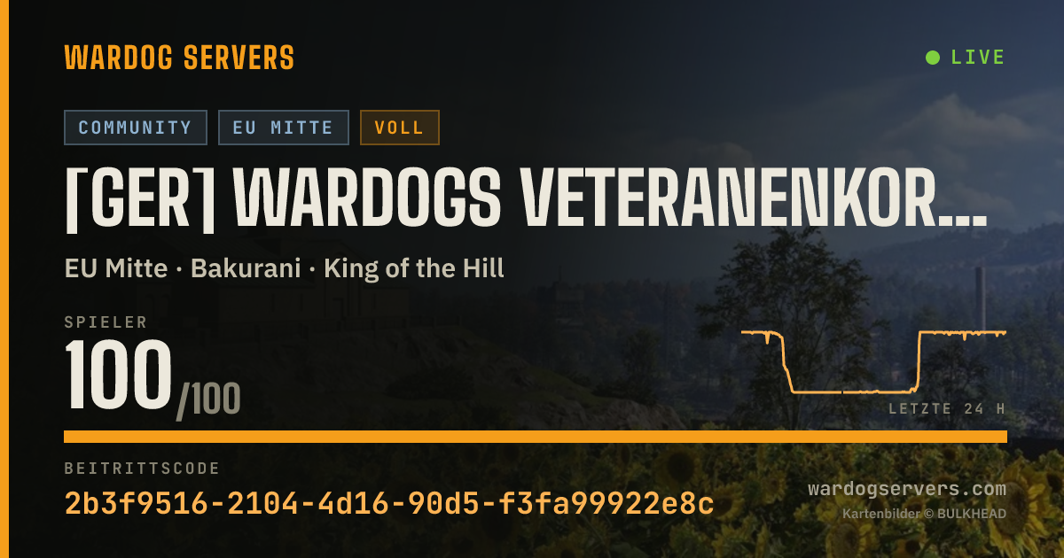 Live-Statusbanner für [GER] Wardogs Veteranenkorps Live @ 20 Players