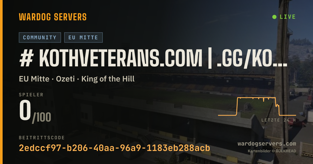 Live-Statusbanner für # KOTHVeterans.com | .gg/kothveterans | EU4 | LVL 50 MAX