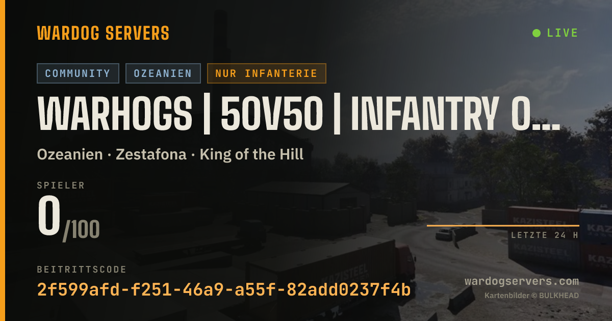 Live-Statusbanner für WarHogs | 50v50 | INFANTRY ONLY [AU/NZ]