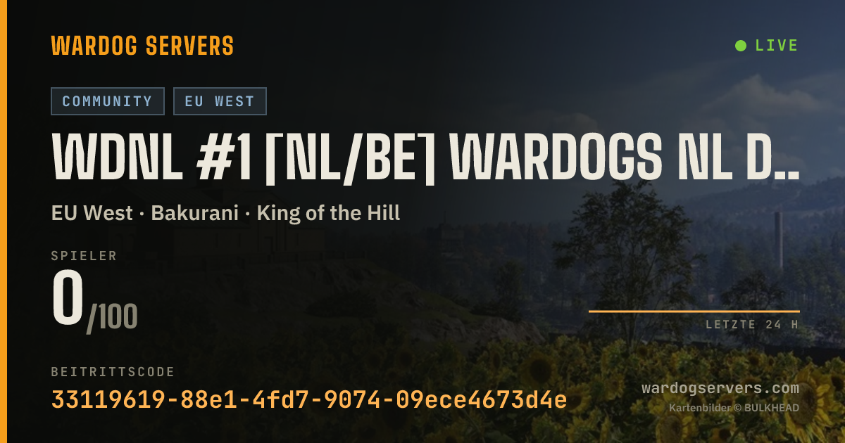 Live-Statusbanner für WDNL #1 [NL/BE] WARDOGS NL Discord.gg/wardogsnl