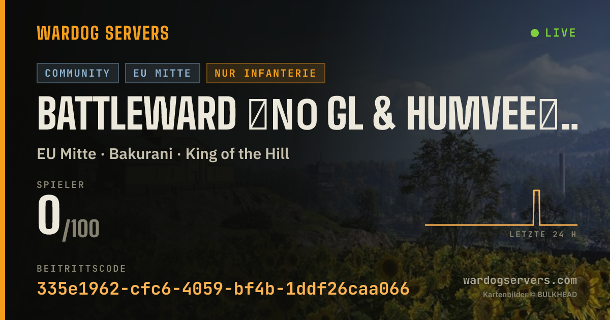 Live-Statusbanner für BATTLEWARD 》NO GL & HUMVEE》[ENG/NL] TEAMWORK 》Active Admins
