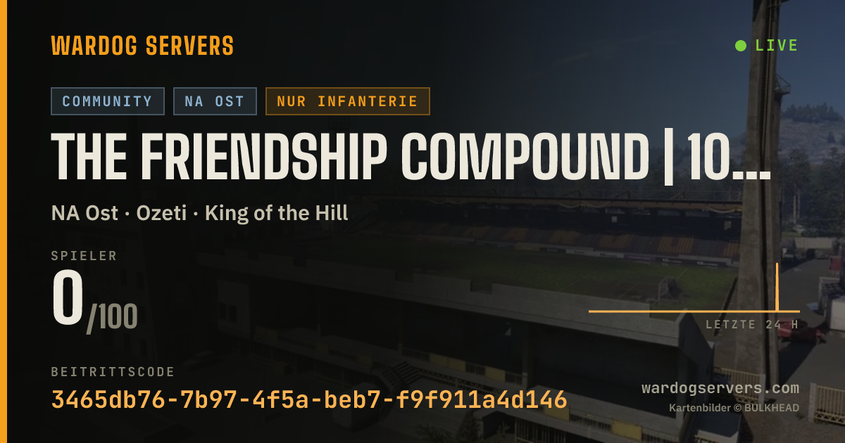 Live-Statusbanner für The Friendship Compound | 100 Ping Max | Infantry Only