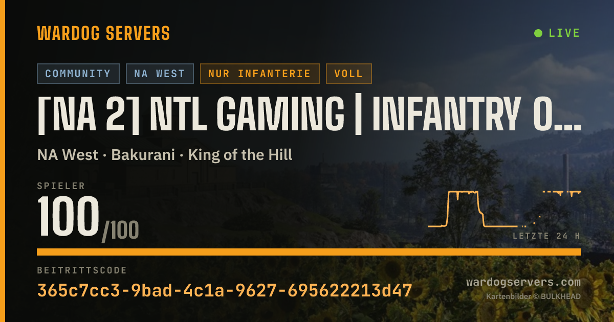 Live-Statusbanner für [NA 2] NTL Gaming | Infantry Only | discord.gg/NTLGaming