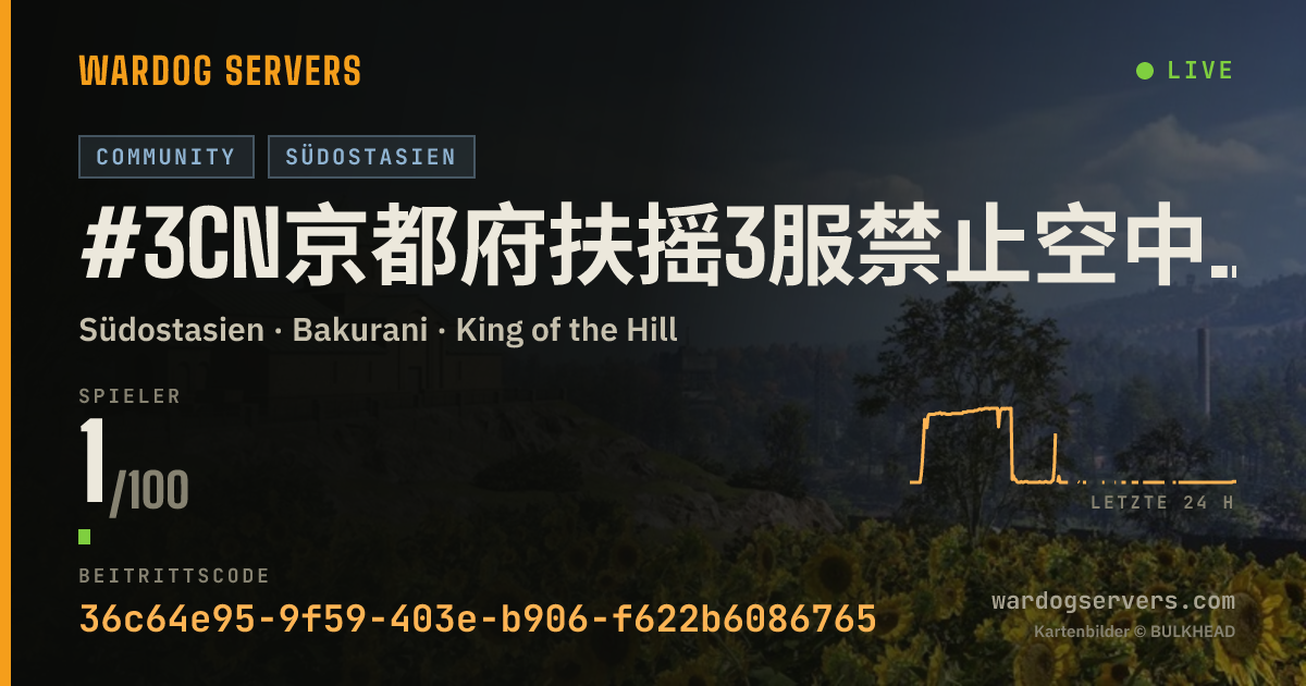 Live-Statusbanner für #3CN京都府扶摇3服禁止空中武装载具，地面武装载具，禁止压家服务器
