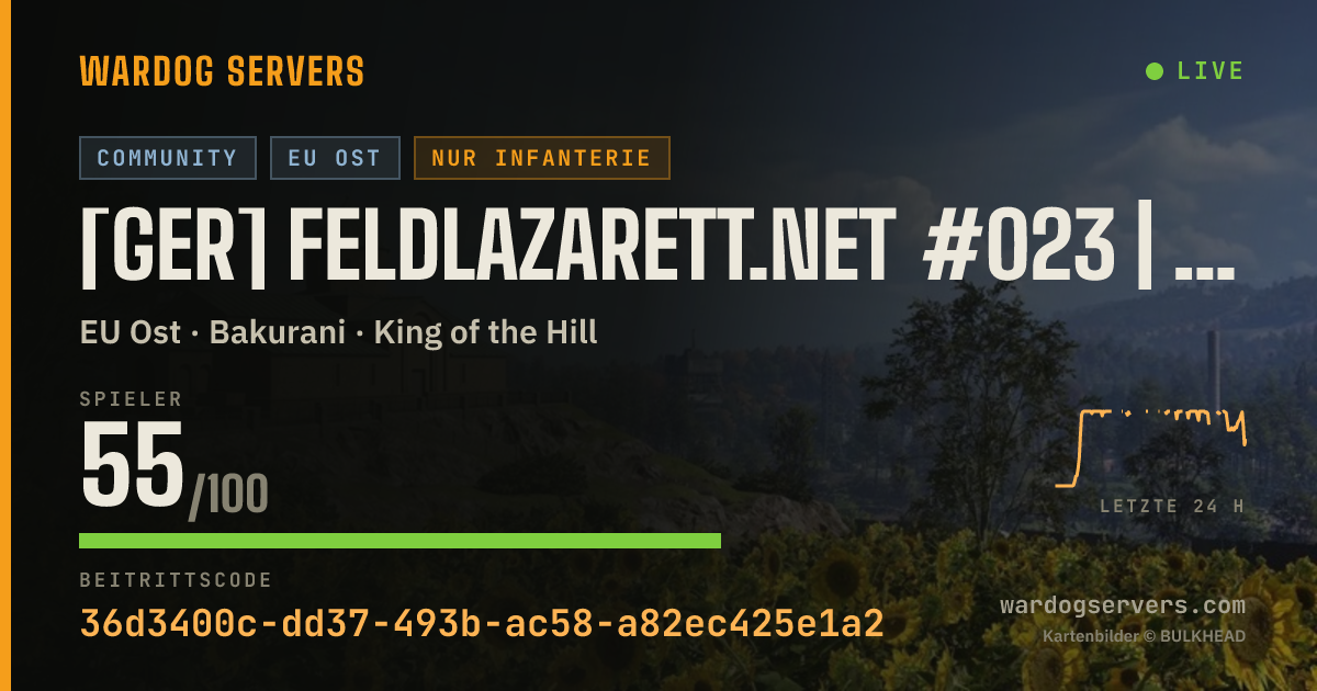 Live-Statusbanner für [GER] Feldlazarett.net #023 | 50v50 | Infantry Only | 11-31