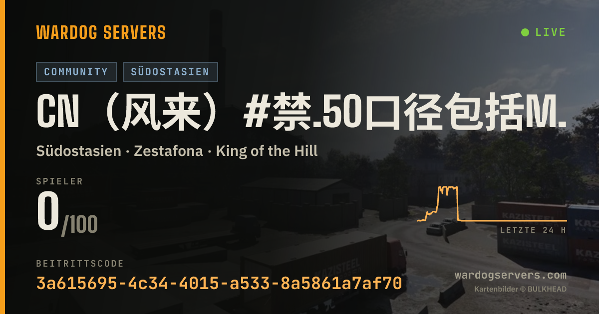 Live-Statusbanner für CN（风来）#禁.50口径包括M2机枪工事 禁栓狙 L2 A2 T72 攀枝花 服务器开始20分之内不得压家 不得打架 （管理2