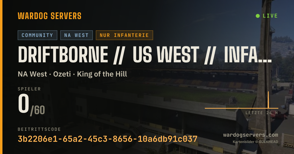 Live-Statusbanner für Driftborne // US WEST // INFANTRY ONLY