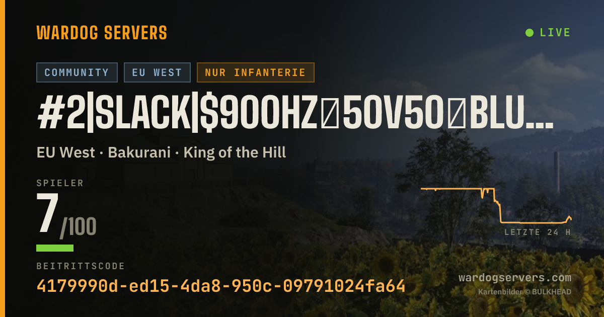 Live-Statusbanner für #2|SLACK|$900HZ★50v50★BLUE🆅GREEN★NO SNIPERS/DMRs