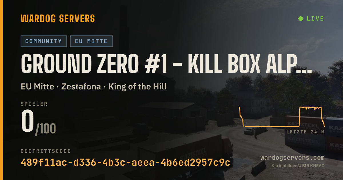 Live-Statusbanner für Ground Zero #1 - Kill Box Alpha, New Player Friendly!