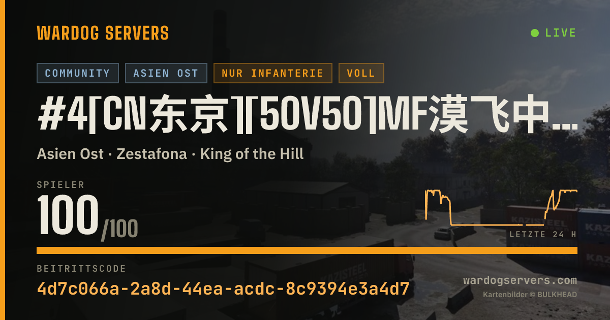 Live-Statusbanner für #4[CN东京][50V50]MF漠飞中文社区|QQ群478839731|步战模式|禁压家/固定武器/禁狙/发射器
