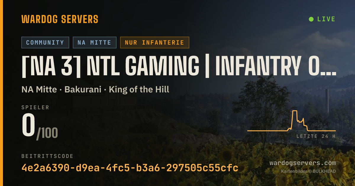 Live-Statusbanner für [NA 3] NTL Gaming | Infantry Only - No Mortars | discord.gg/NTLG