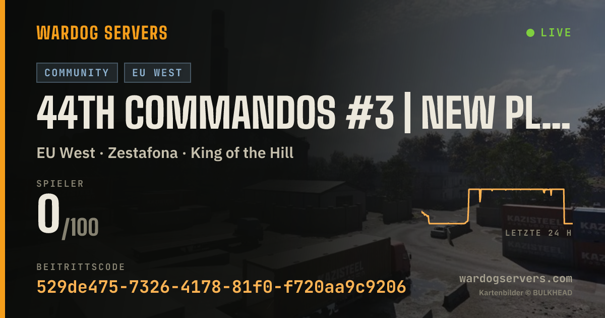 Live-Statusbanner für 44th Commandos #3 | New Player Friendly | discord.gg/44thwardogs
