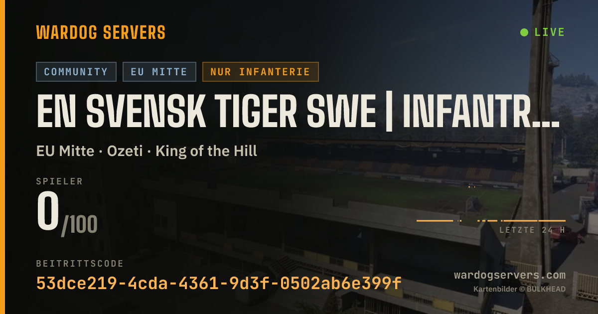Live-Statusbanner für En Svensk Tiger SWE | Infantry | 20 to start