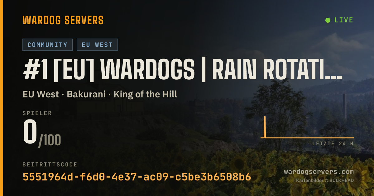 Live-Statusbanner für #1 [EU] Wardogs | Rain Rotation | 250 Ping Limit