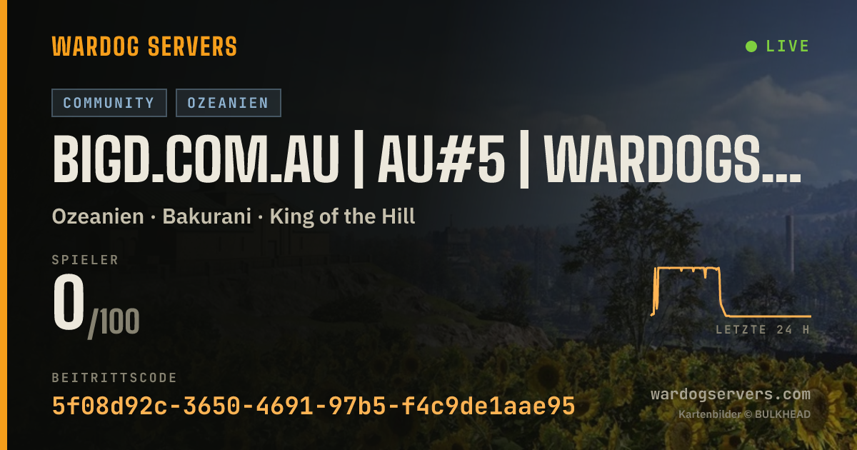 Live-Statusbanner für BigD.com.au | AU#5 | Wardogs Oceania