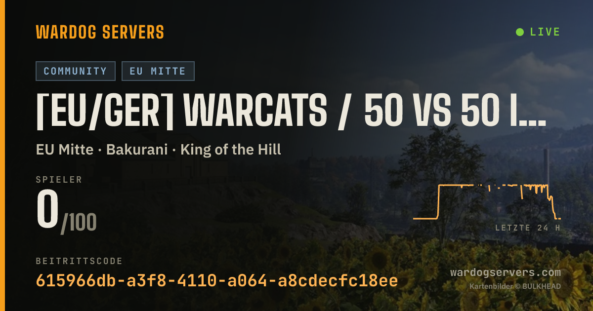 Live-Statusbanner für [EU/GER] WARCATS / 50 vs 50 Inf Only / EVENTS / ACTIVE ADMINS /