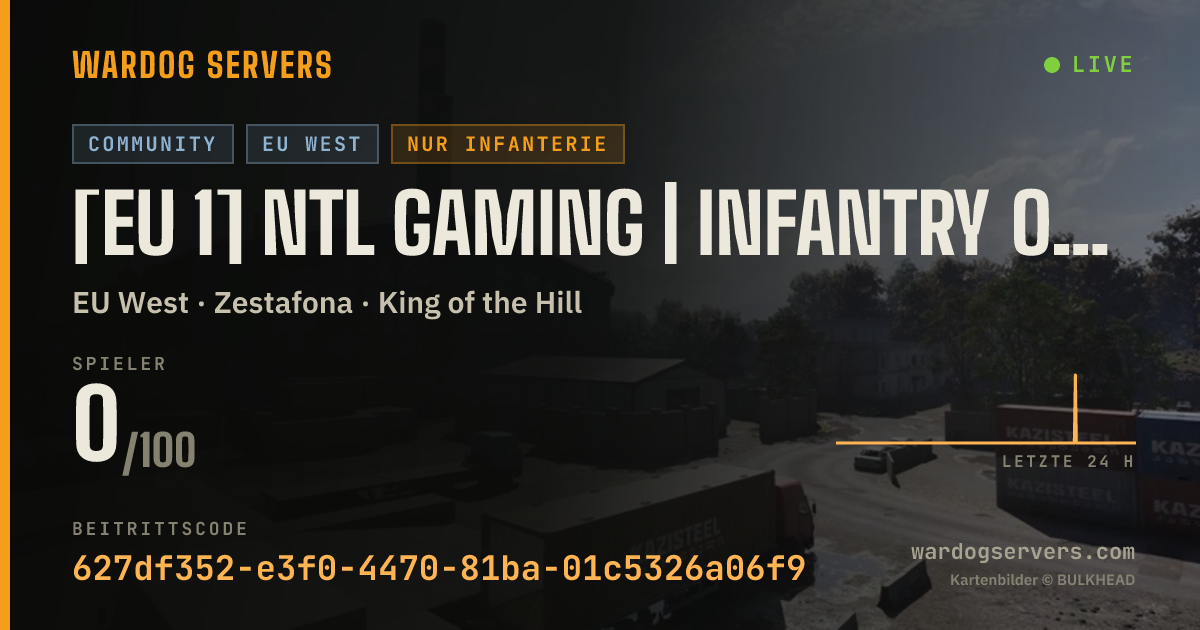 Live-Statusbanner für [EU 1] NTL Gaming | Infantry Only | discord.gg/NTLGaming