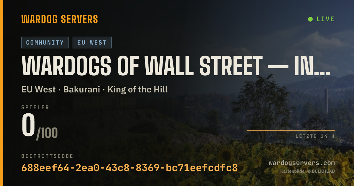 Live-Statusbanner für WARDOGS OF WALL STREET — INFANTRY ONLY