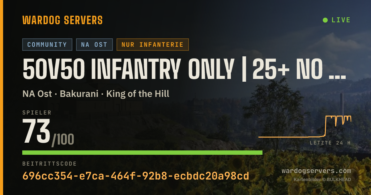 Live-Statusbanner für 50v50 infantry only | 25+ no girls allowed | NO GL HELI