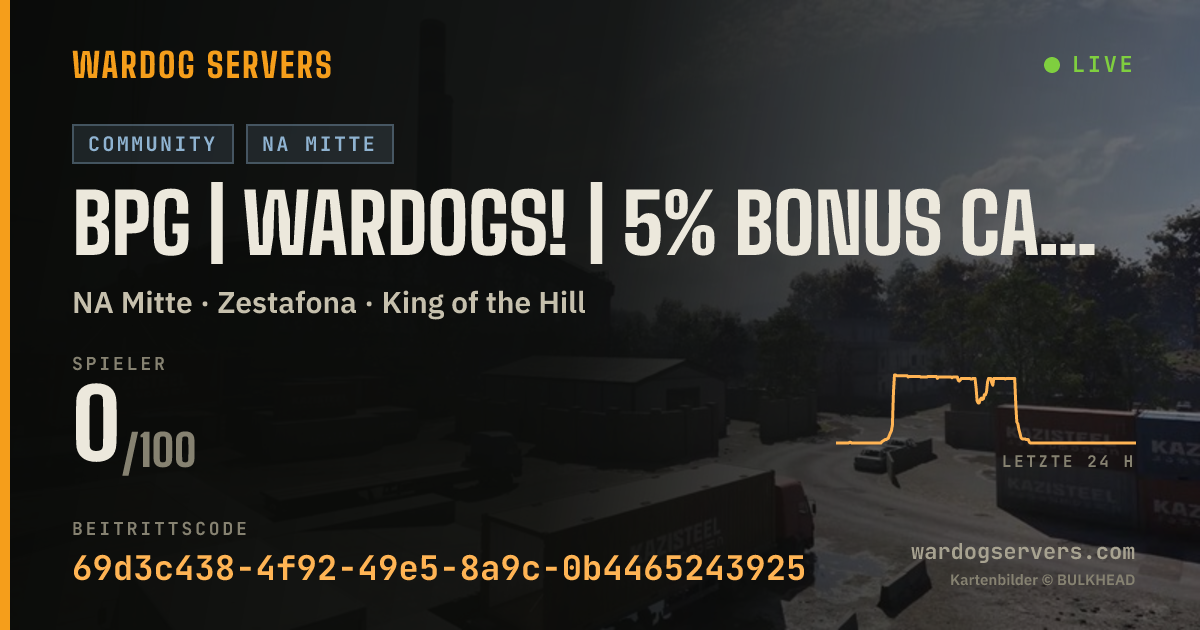 Live-Statusbanner für BPG | WARDOGS! | 5% BONUS CASH | discord.gg/breakingpointgaming
