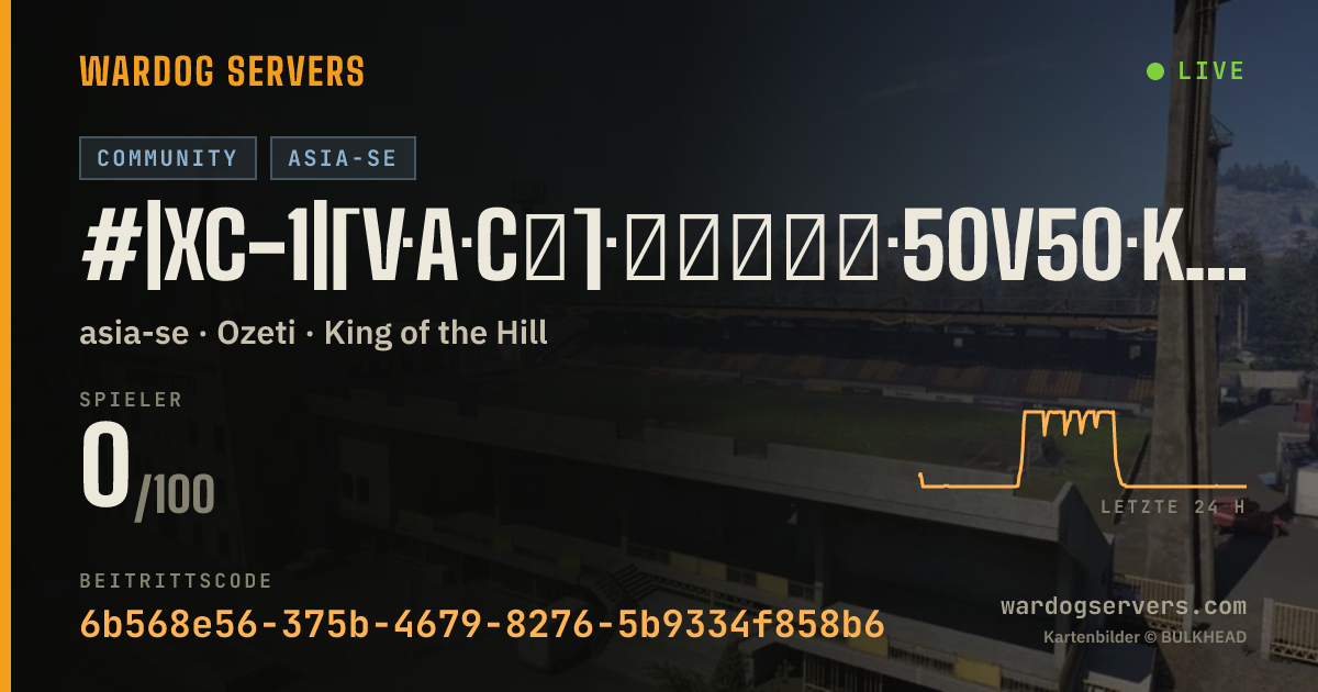Live-Statusbanner für #|XC-1|[V·A·C墙]·血战凡尔登·50V50·KD限制15·轻步战·禁狙机枪迫击炮手雷·禁武装载具·禁断补给·禁跳边·