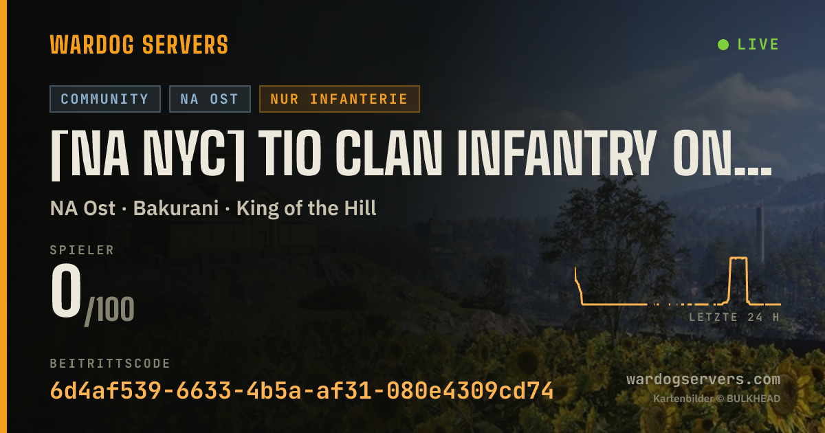 Live-Statusbanner für [NA NYC] TIO Clan Infantry Only | No GLs | Admin Presence