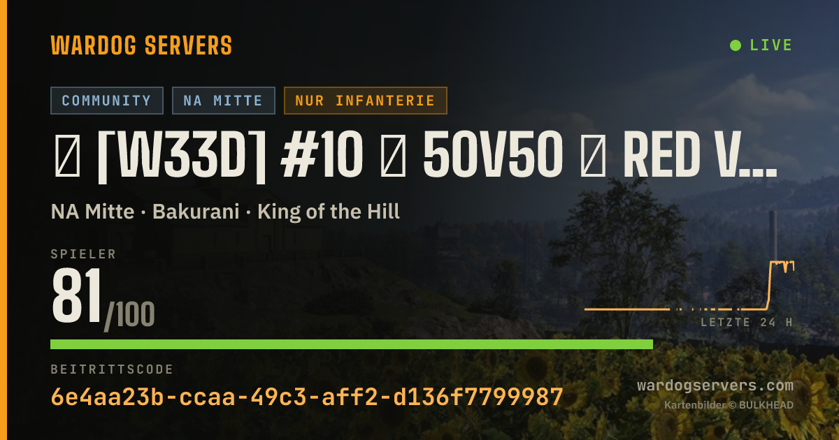 Live-Statusbanner für ★ [W33D] #10 ★ 50v50 ★ RED vs GREEN ★ FOBLESS ★ Wardogs.host