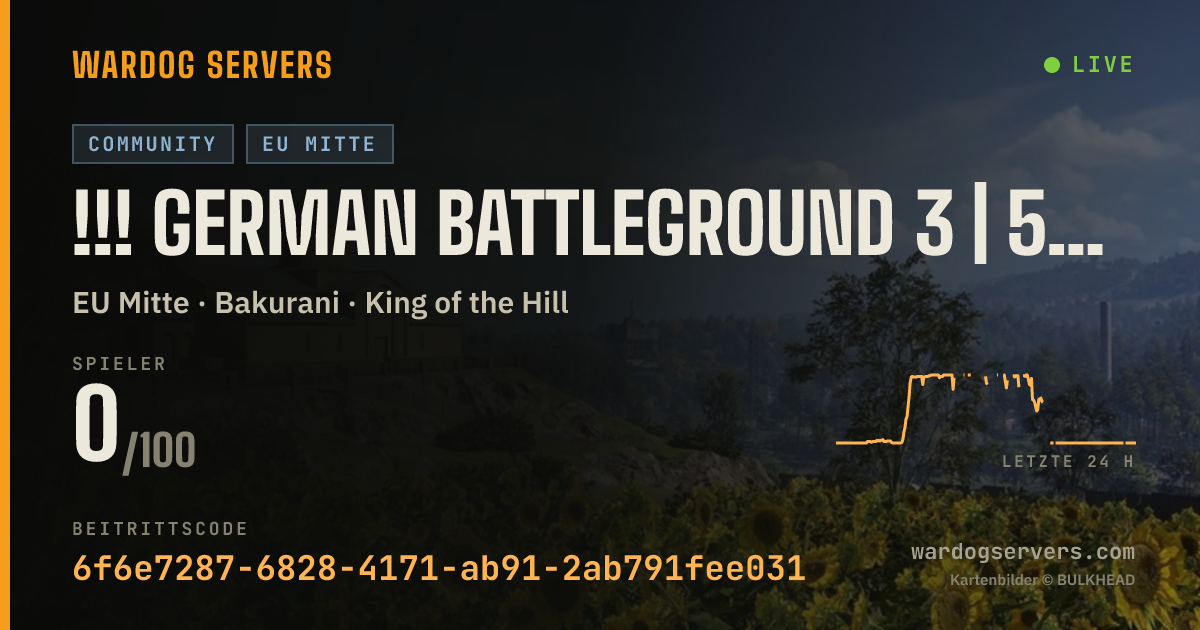 Live-Statusbanner für !!! GERMAN BATTLEGROUND 3 | 50VS50 BERLINER LUFT | GER | GBG-WD.