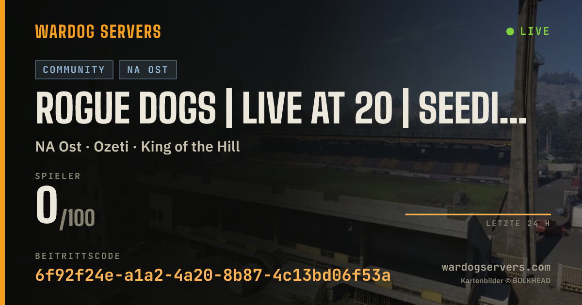 Live-Statusbanner für Rogue Dogs | Live at 20 | Seeding Rewards |
