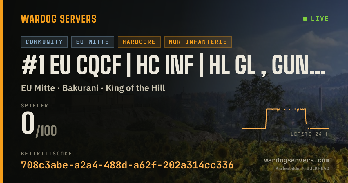 Live-Statusbanner für #1 EU CQCF | HC INF | HL GL , GUN CAR , MORTAR FORB | ADMINS | 0