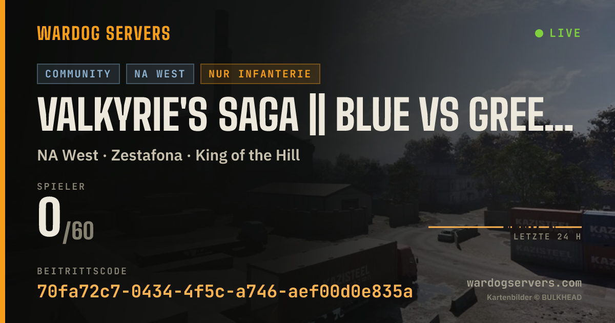 Live-Statusbanner für Valkyrie's Saga || Blue Vs Green || Active Admins || Valkyriessa