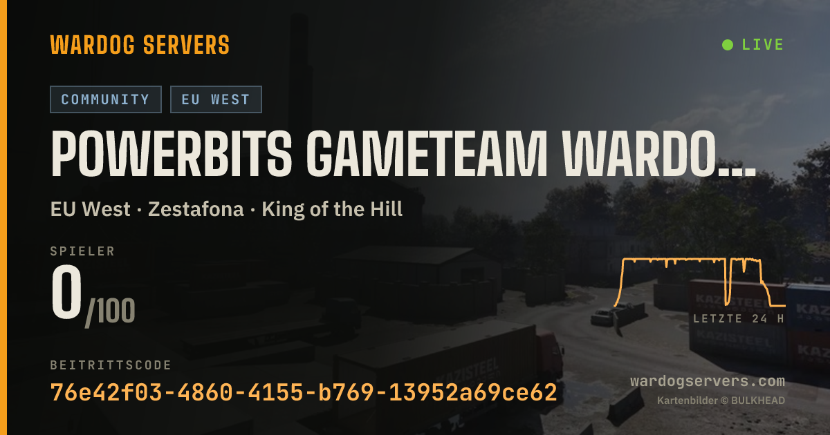 Live-Statusbanner für POWERBITS GAMETEAM WARDOGS | LOW PING | PBSGAMETEAM.COM