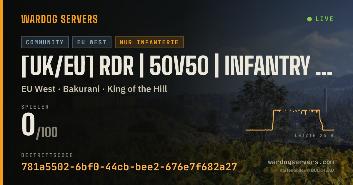 Live-Statusbanner für [UK/EU] RDR | 50v50 | Infantry | Discord.gg/rdrwardogs