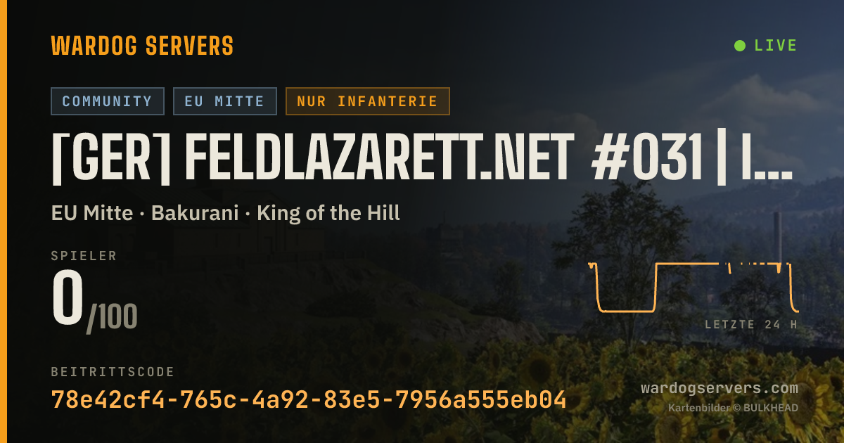 Live-Statusbanner für [GER] Feldlazarett.net #031 | Infantry Only | 65-85-47