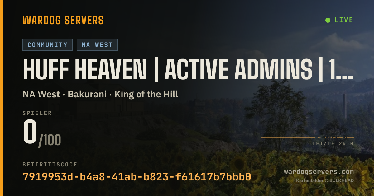 Live-Statusbanner für huff heaven | Active Admins | 1v1v1 AND 50v50