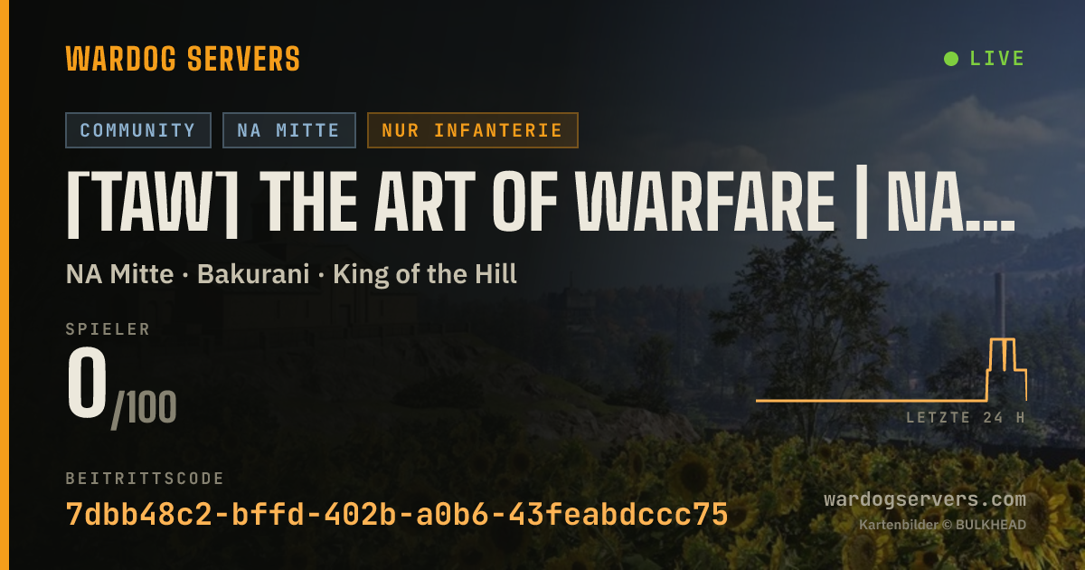 Live-Statusbanner für [TAW] The Art of Warfare | NA Central #1 | Infantry Only