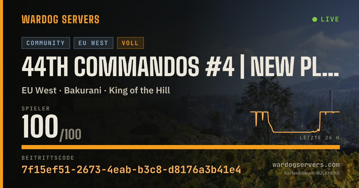 Live-Statusbanner für 44th Commandos #4 | New Player Friendly | discord.gg/44thwardogs