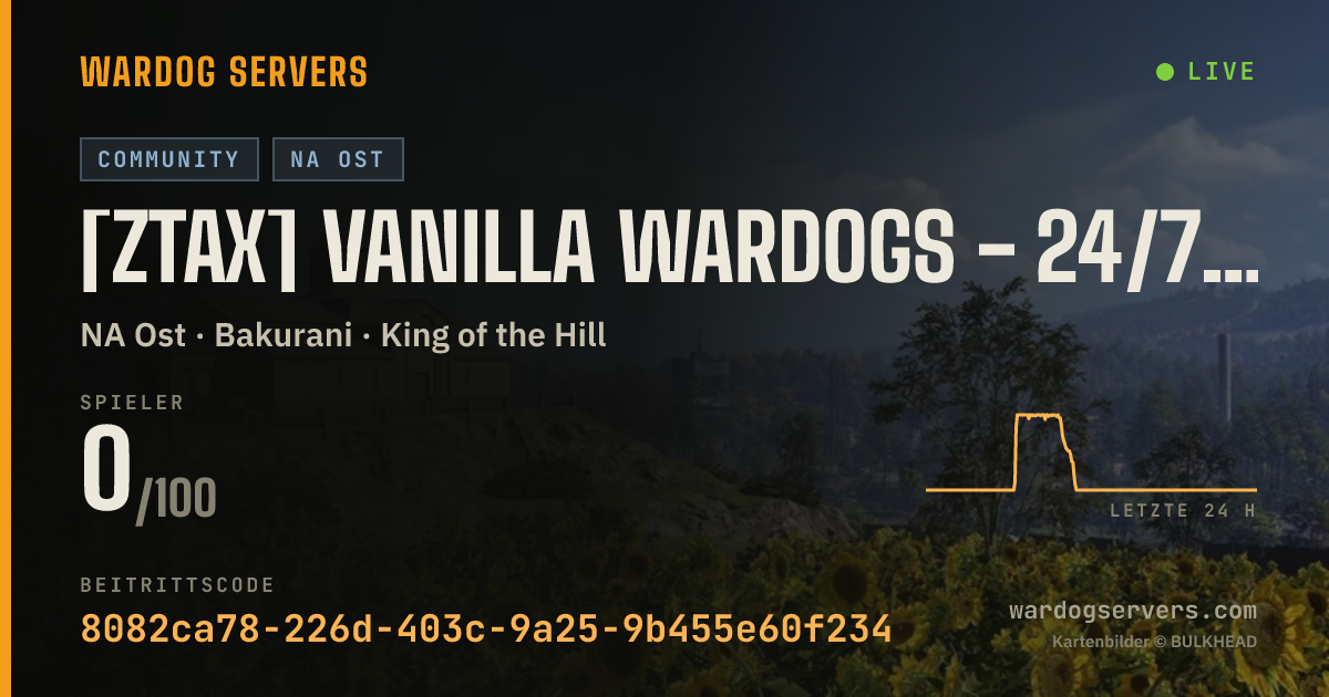 Live-Statusbanner für [ZTAX] Vanilla Wardogs - 24/7 KOTH - Stat Tracking