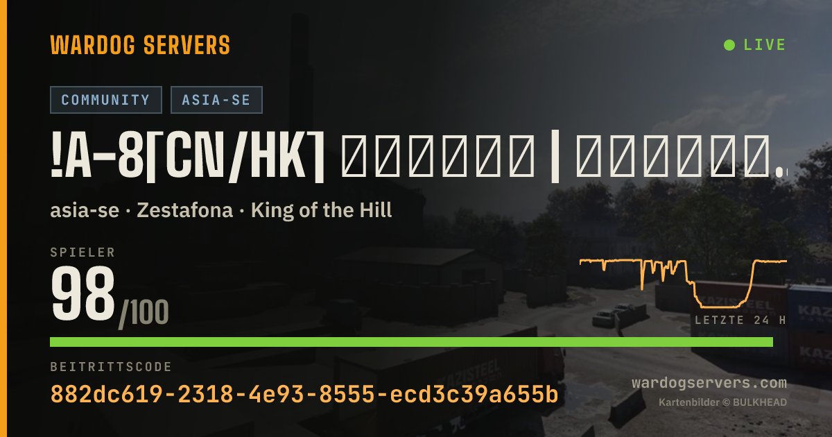 Live-Statusbanner für !A-8[CN/HK] 战猫中文社区|萌新保护限制KD10禁止武装载具|纯粹打灰|Q953273555