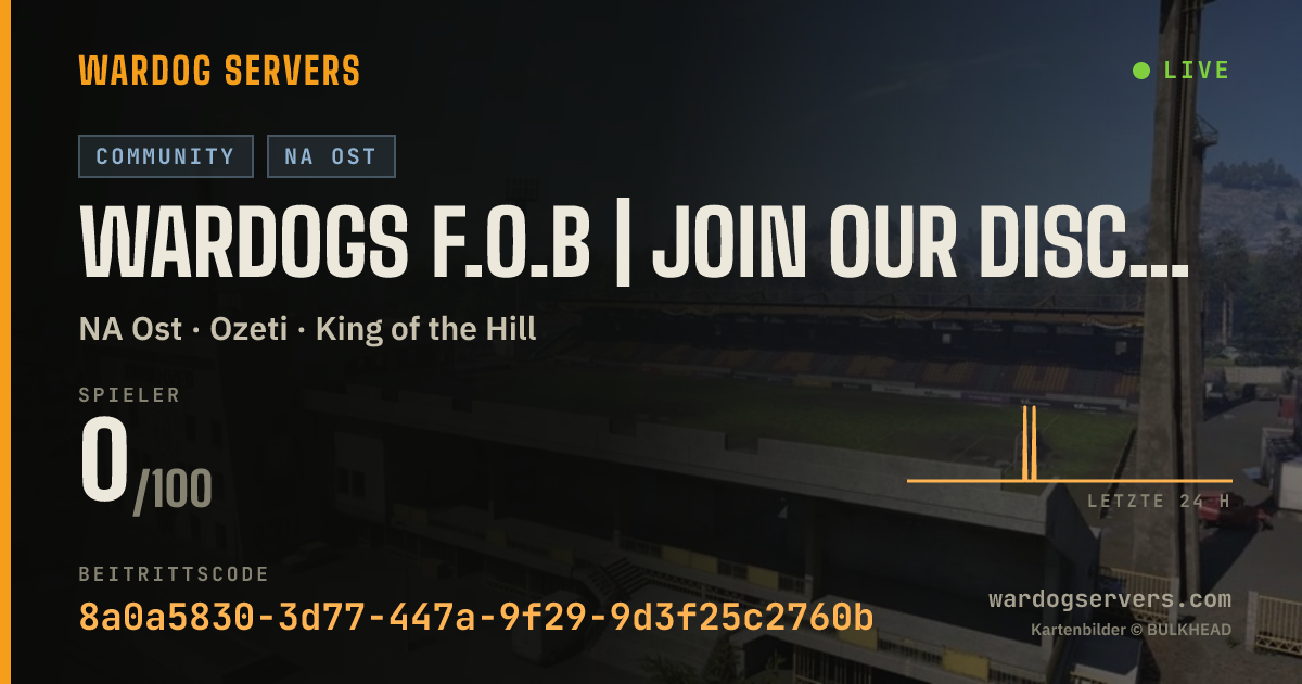 Live-Statusbanner für WARDOGS F.O.B | Join our Discord.gg/546kSBEYr