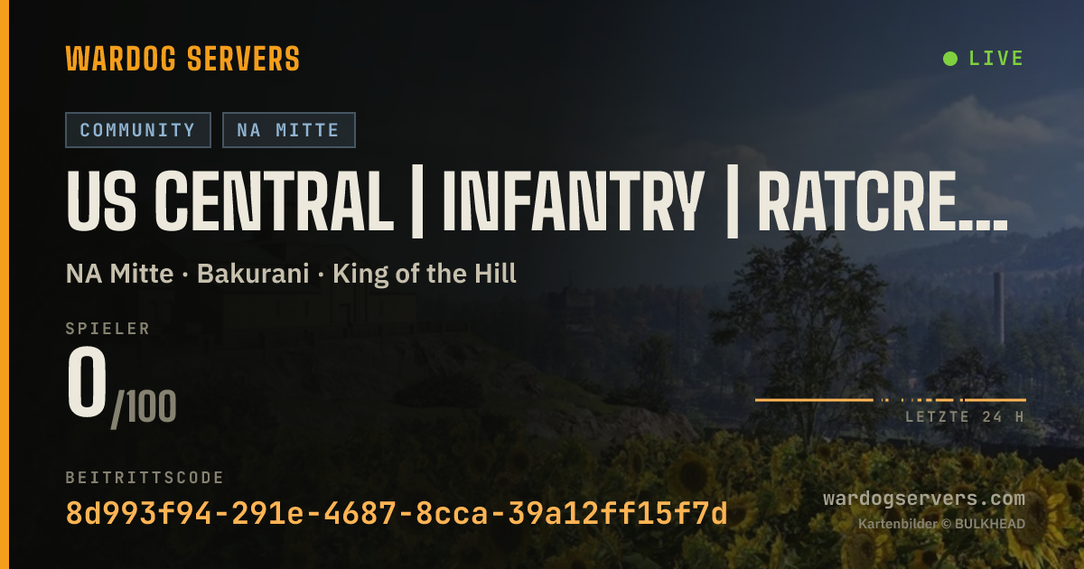 Live-Statusbanner für US Central | Infantry | ratcrew.com