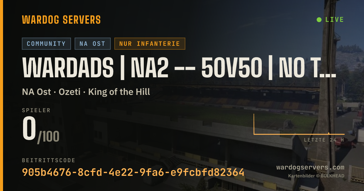 Live-Statusbanner für WARDADS | NA2 -- 50v50 | NO TANKS OR AIR ASSAULT VEHICLES