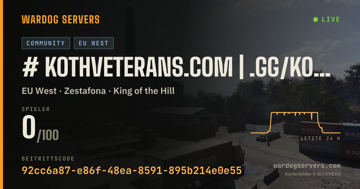 Live-Statusbanner für # KOTHVeterans.com | .gg/kothveterans | EU2 | MAX LVL 50