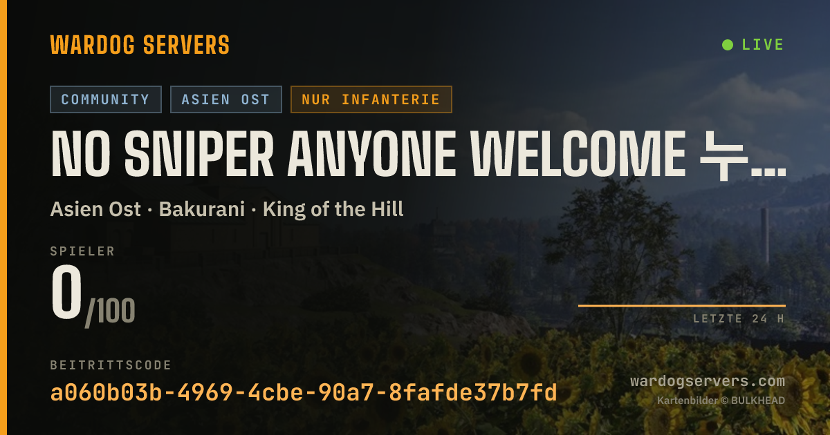 Live-Statusbanner für NO SNIPER Anyone Welcome 누구나 가능 誰でも歓迎
