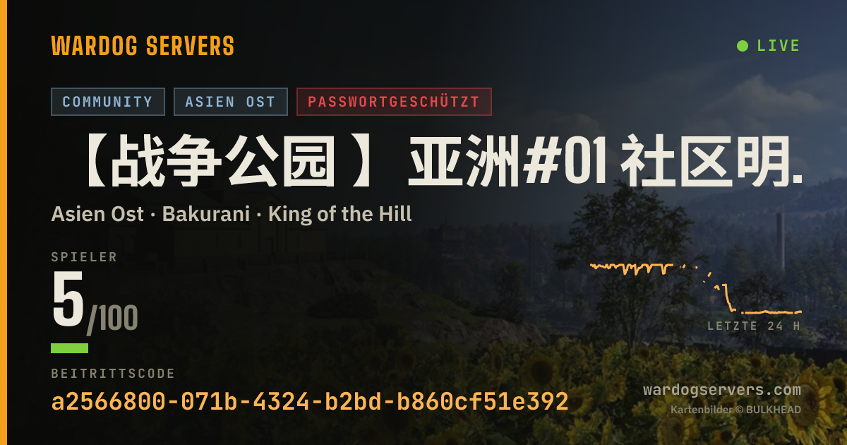 Live-Statusbanner für 【战争公园 】亚洲#01 社区明星服务器 认准唯一QQ群69778645