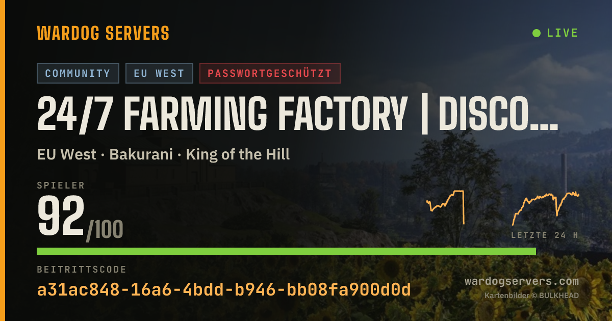 Live-Statusbanner für 24/7 Farming Factory | discord.gg/gXSNme5TRG