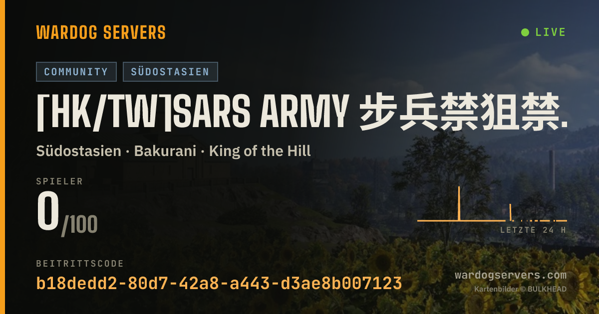 Live-Statusbanner für [HK/TW]SARS Army 步兵禁狙禁車殺 INF NO SNIPER NO VIC +5%