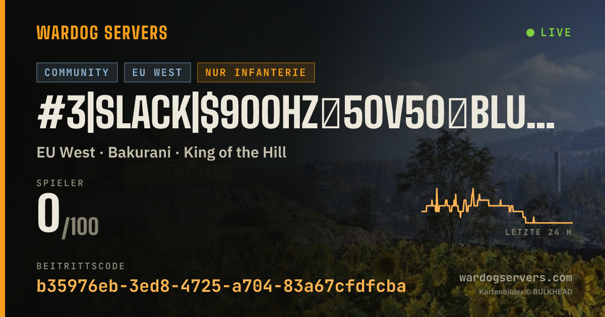 Live-Statusbanner für #3|SLACK|$900HZ★50v50★BLUE🆅GREEN★NO SNIPERS/DMRs