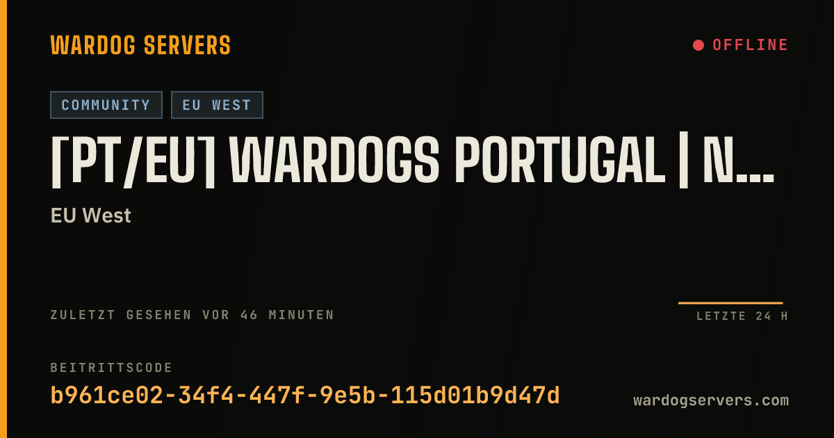Live-Statusbanner für [PT/EU] WARDOGS PORTUGAL | New Players Welcome